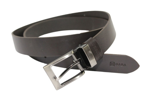 Pasek Skórzany Męski HADA (PL) Gładki Klamra Nowoczesna 30 mm Skóra Naturalna CZEKOLADOWY