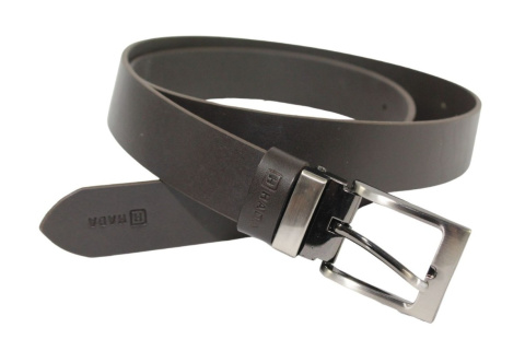 Pasek Skórzany Męski HADA (PL) Gładki Klamra Nowoczesna 30 mm Skóra Naturalna CZEKOLADOWY