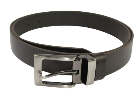 Pasek Skórzany Męski HADA (PL) Gładki Klamra Nowoczesna 30 mm Skóra Naturalna CZEKOLADOWY