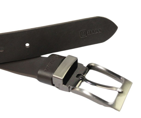 Pasek Skórzany Męski HADA (PL) Gładki Klamra Nowoczesna 30 mm Skóra Naturalna CZEKOLADOWY