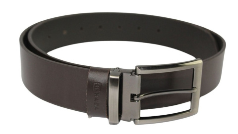 Pasek Skórzany Męski HADA (PL) Gładki Klamra Nowoczesna 40 mm Skóra Naturalna CZEKOLADOWY