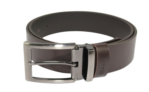 Pasek Skórzany Męski HADA (PL) Gładki Klamra Nowoczesna 40 mm Skóra Naturalna CZEKOLADOWY