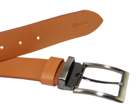 Pasek Skórzany Męski HADA (PL) Gładki Klamra Nowoczesna 40 mm Skóra Naturalna TOFFI