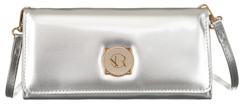 Portfel Damski Rovicky (PL) Skóra Włoska Poziomy z Funkcją Torebki R-MW-01-6045 SREBRNY 21 x 11 x 4 [cm]