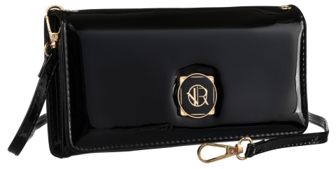 Portfel Damski Rovicky (PL) Skóra Włoska Poziomy z Funkcją Torebki R-MW-01-6083 CZARNY 21 x 11 x 4 [cm]