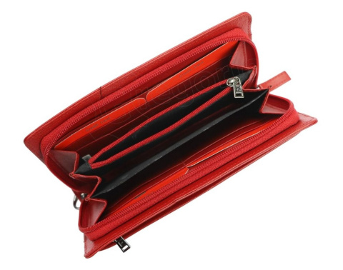 Portfel Damski Skóra Naturalna Pierre Cardin Duży Piórnik 2204 CZERWONY 19,5 x 10 x 3 [cm]
