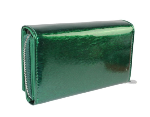 Portfel Damski Skórzany JENNIFER JONES Skóra Licowa Duży Z Suwakiem Czerwony Lakierowany Wzór 2 JJ5261-12 15,5 x 10 x 4 [cm]