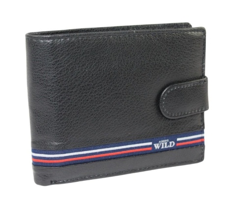 Portfel Męski Skórzany WILD Skóra Licowa Duży Poziomy Z Zapięciem RFID N992L 12,5 x 9,5 x 2 [cm]