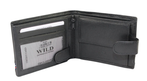 Portfel Męski Skórzany WILD Skóra Licowa Duży Poziomy Z Zapięciem RFID N992L 12,5 x 9,5 x 2 [cm]