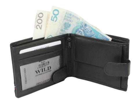 Portfel Męski Skórzany WILD Skóra Licowa Duży Poziomy Z Zapięciem RFID N992L 12,5 x 9,5 x 2 [cm]
