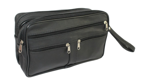 Saszetka Męska Skórzana Bardzo Duża GRETOS (PL) MAKO I Skóra Naturalna CZARNY 27 x 16 x 10 [cm]