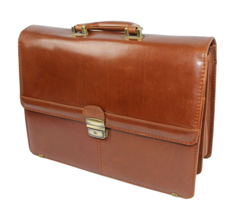 Skórzana Aktówka MARCO (PL) Torba Na Dokumenty Do Pracy BRĄZOWA 41 x 30 x 11 [cm]