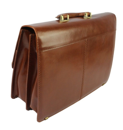 Skórzana Aktówka MARCO (PL) Torba Na Dokumenty Do Pracy BRĄZOWA 41 x 30 x 11 [cm]