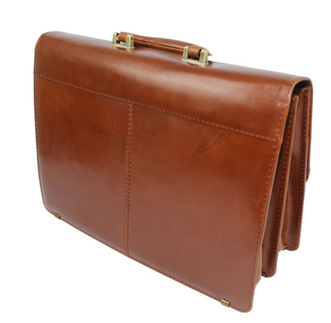 Skórzana Aktówka MARCO (PL) Torba Na Dokumenty Do Pracy BRĄZOWA 41 x 30 x 11 [cm]
