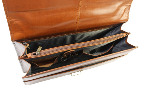 Skórzana Aktówka MARCO (PL) Torba Na Dokumenty Do Pracy BRĄZOWA 41 x 30 x 11 [cm]