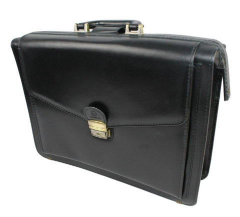 Skórzana Aktówka MARCO (PL) Torba Na Dokumenty Do Pracy CZARNA 43 x 32 x 10 [cm]