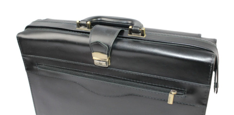 Skórzana Aktówka MARCO (PL) Torba Na Dokumenty Do Pracy CZARNA 43 x 32 x 10 [cm]