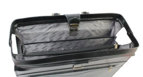 Skórzana Aktówka MARCO (PL) Torba Na Dokumenty Do Pracy CZARNA 43 x 32 x 10 [cm]