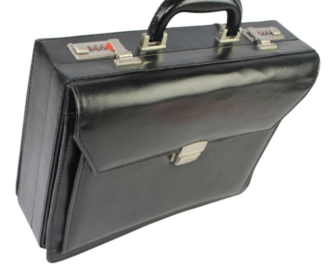 Skórzana Aktówka MARCO (PL) Torba Na Dokumenty Do Pracy CZARNA N-40 38 x 29 x 12 [cm]