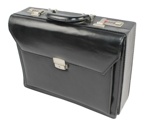 Skórzana Aktówka MARCO (PL) Torba Na Dokumenty Do Pracy CZARNA N-40 38 x 29 x 12 [cm]