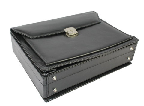 Skórzana Aktówka MARCO (PL) Torba Na Dokumenty Do Pracy CZARNA N-40 38 x 29 x 12 [cm]