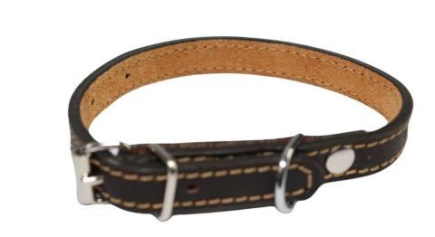 Solidna Obroża Dla Psa Czekoladowa z Beżową Nitką Skóra Naturalna 12 mm 20-28 [cm] WIREX (PL)