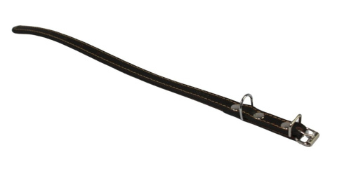Solidna Obroża Dla Psa Czekoladowa z Beżową Nitką Skóra Naturalna 12 mm 20-28 [cm] WIREX (PL)