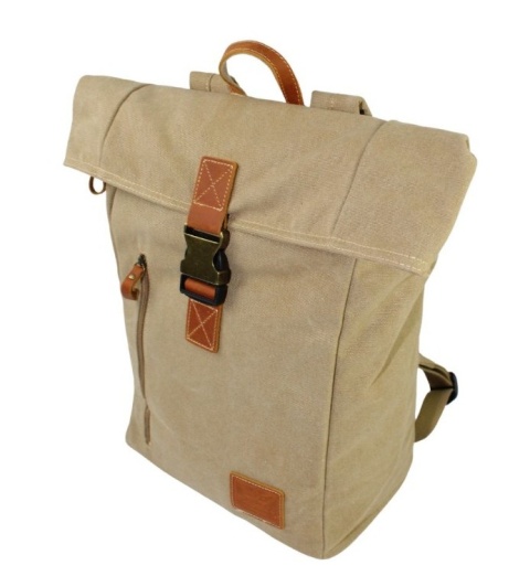 Stylowy i Elegancki Plecak Jennifer Jones JJ4548 Canvas Z Elementami Skórzanymi SŁOMIANY 30 x 43 x 16 [cm]