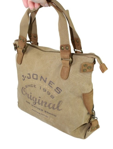 Torebka Jennifer Jones Canvas z Elementami Skórzanymi JJ4541 SŁOMIANY 40 x 31 x 14 [cm]