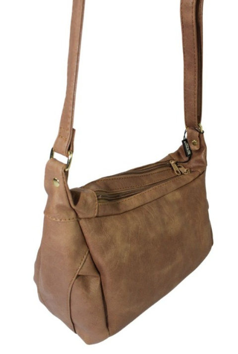 Torebka Skórzana 3303-2 Torebka Klasyczna BAG STREET Listonoszka Skóra Jagnięca JASNY BRĄZOWY