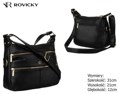 Torebka Z Ekologicznej Skóry Włoskiej Rovicky (PL) R-KP-12-A19- 0125 CZARNA  31 x 21 x 12 [cm]