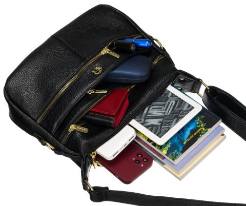 Torebka Z Ekologicznej Skóry Włoskiej Rovicky (PL) R-KP-12-A19- 0125 CZARNA  31 x 21 x 12 [cm]