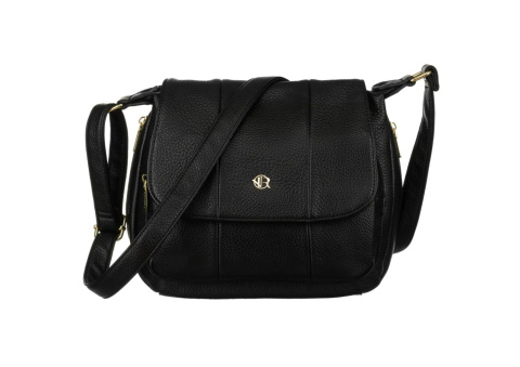 Torebka Z Ekologicznej Skóry Włoskiej Rovicky (PL) R-KP-13-A19-0149 CZARNA Z Klapką 30 x 25 x 12 [cm]