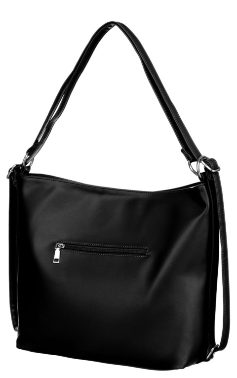 Torebka Z Funkcją Plecaka 2w1 Ze Skóry Włoskiej Ekologicznej Rovicky (PL) R-KP-18-A19 CZARNA 38 x 32 x 14 [cm]