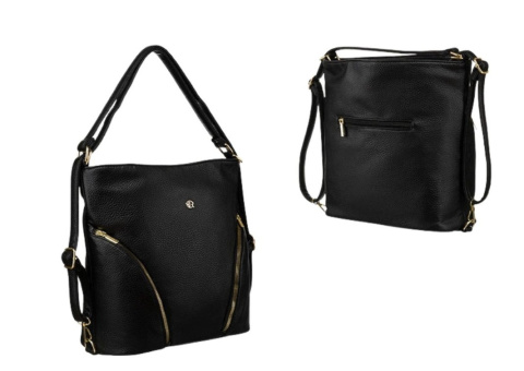Torebka Z Funkcją Plecaka 2w1 Ze Skóry Włoskiej Ekologicznej Rovicky (PL) R-KP-18-A19 CZARNA 38 x 32 x 14 [cm]