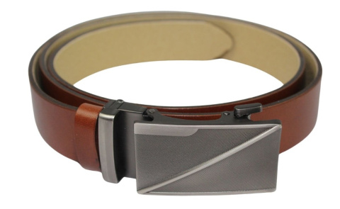 Wizytowy Pasek Skórzany 35 mm PAS-MAX (PL) Pełna Klamra AUTOMAT/SAMOZACISK Garnitur CZEKOLADOWY K41 ASZ35/KASZ79