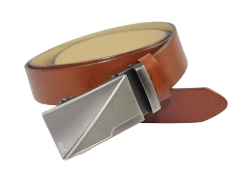 Wizytowy Pasek Skórzany 35 mm PAS-MAX (PL) Pełna Klamra AUTOMAT/SAMOZACISK Garnitur CZEKOLADOWY K41 ASZ35/KASZ79