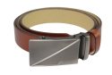 Wizytowy Pasek Skórzany 35 mm PAS-MAX (PL) Pełna Klamra AUTOMAT/SAMOZACISK Garnitur CZEKOLADOWY K41 ASZ35/KASZ79