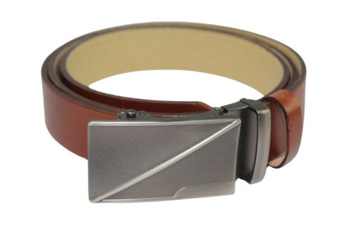 Wizytowy Pasek Skórzany 35 mm PAS-MAX (PL) Pełna Klamra AUTOMAT/SAMOZACISK Garnitur CZEKOLADOWY K41 ASZ35/KASZ79