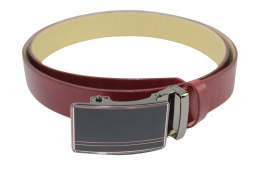 Wizytowy Pasek Skórzany 35 mm PAS-MAX (PL) Pełna Klamra AUTOMAT/SAMOZACISK Garnitur CZEREŚNIOWY K61 ASZ35/KASZ31