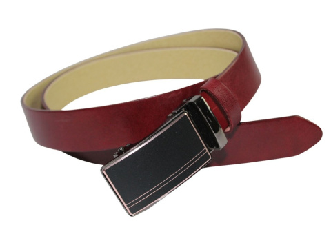 Wizytowy Pasek Skórzany 35 mm PAS-MAX (PL) Pełna Klamra AUTOMAT/SAMOZACISK Garnitur CZEREŚNIOWY K61 ASZ35/KASZ31