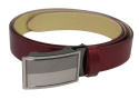 Wizytowy Pasek Skórzany 35 mm PAS-MAX (PL) Pełna Klamra AUTOMAT/SAMOZACISK Garnitur CZEREŚNIOWY K61 ASZ35/KASZ68