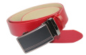 Wizytowy Pasek Skórzany 35 mm PAS-MAX (PL) Pełna Klamra AUTOMAT/SAMOZACISK Garnitur CZERWONY K62 ASZ35/KASZ31