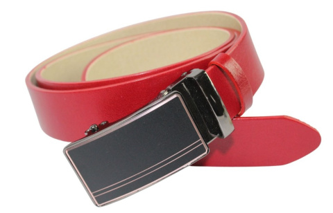 Wizytowy Pasek Skórzany 35 mm PAS-MAX (PL) Pełna Klamra AUTOMAT/SAMOZACISK Garnitur CZERWONY K62 ASZ35/KASZ31