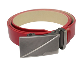 Wizytowy Pasek Skórzany 35 mm PAS-MAX (PL) Pełna Klamra AUTOMAT/SAMOZACISK Garnitur CZERWONY K62 ASZ35/KASZ79