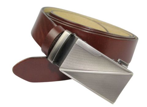 Wizytowy Pasek Skórzany 35 mm PAS-MAX (PL) Pełna Klamra AUTOMAT/SAMOZACISK Garnitur KARMELOWY K40 ASZ35/KAS79