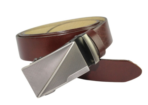 Wizytowy Pasek Skórzany 35 mm PAS-MAX (PL) Pełna Klamra AUTOMAT/SAMOZACISK Garnitur KARMELOWY K40 ASZ35/KAS79