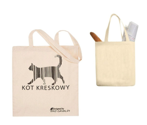 Bawełniana Torba Na Ramię Wzór KOT KRESKOWY 40 x 38 [cm]