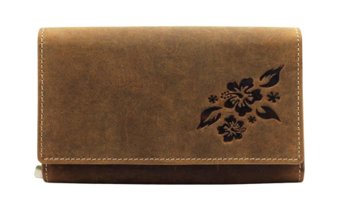 Portfel Damski Skórzany GREGORIO Skóra Licowa Duży Z Suwakiem GM-196 BRĄZOWY 17 x 10 x 3,5 [cm]