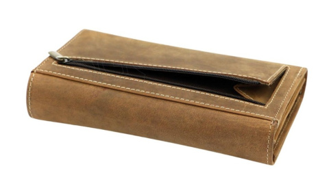 Portfel Damski Skórzany GREGORIO Skóra Licowa Duży Z Suwakiem GM-196 ZIELONY 17 x 10 x 3,5 [cm]